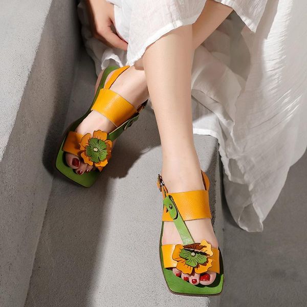 sandals women leather flat heels flower summer shoes for square toe soft genuine handmade brand shoe, Black
sandals women leather flat heels flower summer shoes for square toe soft genuine handmade brand shoe, Black