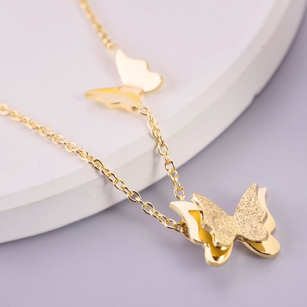 elegant womens frosted double butterfly charm pendant necklace for young ladies gift, Silver
elegant womens frosted double butterfly charm pendant necklace for young ladies gift, Silver