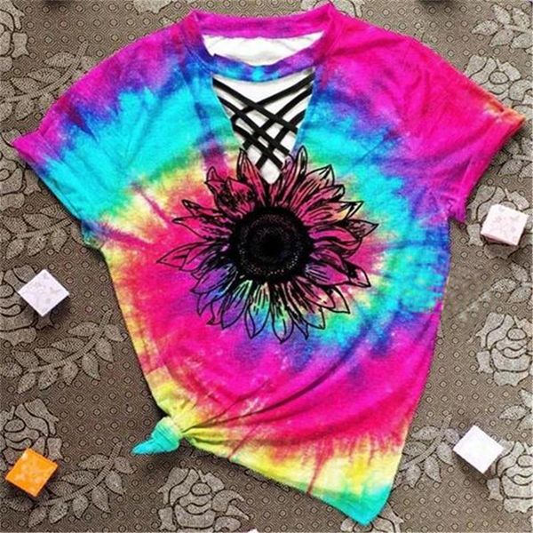 hollow out women t shirt 2021 tie dye women clothes short sleeve tees floral print tee halter v-neck women, White
hollow out women t shirt 2021 tie dye women clothes short sleeve tees floral print tee halter v-neck women, White