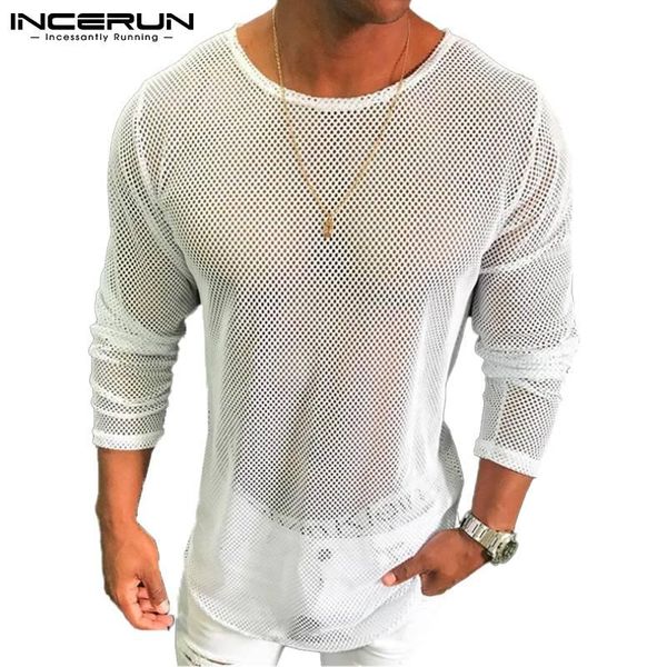 men's t-shirts incerun 2021 fashion men mesh t shirt see through o neck long sleeve casual tee solid streetwear party camisetas s-, White;black
men's t-shirts incerun 2021 fashion men mesh t shirt see through o neck long sleeve casual tee solid streetwear party camisetas s-, White;black