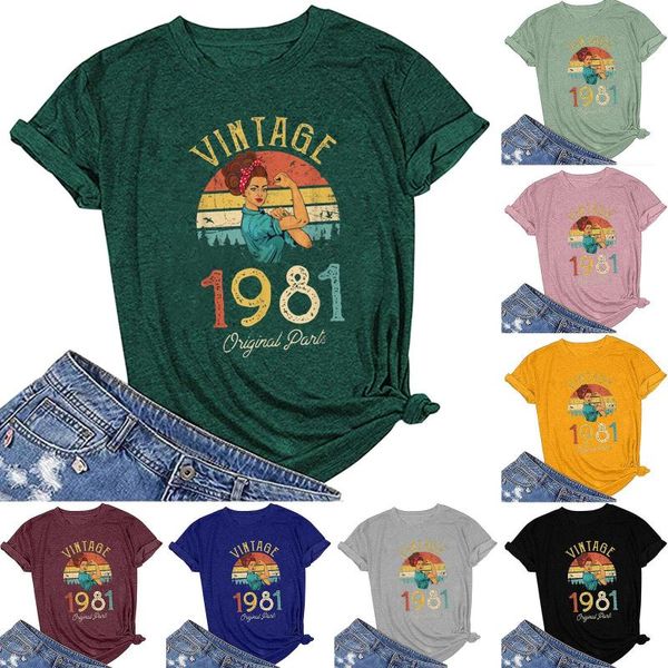 women's t-shirt vintage summer plus size t-shirts women y2k letters 1981 print o-neck short sleeve casual woman clothes tee tunic, White
women's t-shirt vintage summer plus size t-shirts women y2k letters 1981 print o-neck short sleeve casual woman clothes tee tunic, White