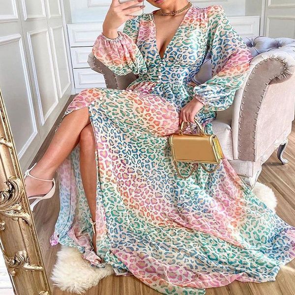 casual dresses leopard print button long dress split autumn women deep v neck puff sleeve slim a line 2021 elegant female robe, Black;gray
casual dresses leopard print button long dress split autumn women deep v neck puff sleeve slim a line 2021 elegant female robe, Black;gray