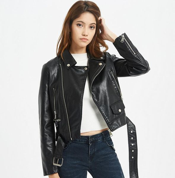 women's leather & faux autumn women pu jacket woman zipper belt short coat female black punk bomber outwear
women's leather & faux autumn women pu jacket woman zipper belt short coat female black punk bomber outwear