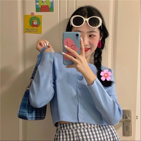 women streetwear knitted cardigan button up korean cute sweaters cropped cardigan knitwear kawaii crop sweater knitting top, White;black
women streetwear knitted cardigan button up korean cute sweaters cropped cardigan knitwear kawaii crop sweater knitting top, White;black