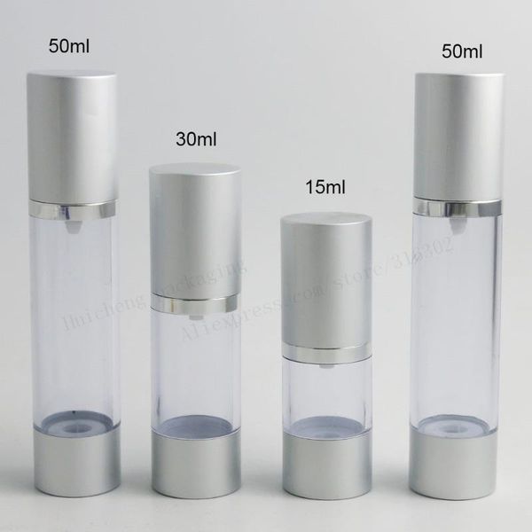 200 x 15ml 30ml 50ml silver high-grade refillable bottles portable airless pump dispenser bottle for travel lotion
200 x 15ml 30ml 50ml silver high-grade refillable bottles portable airless pump dispenser bottle for travel lotion