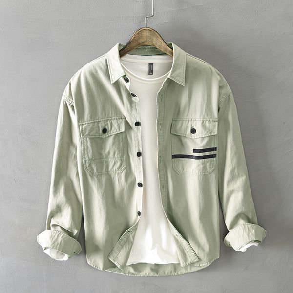 2021 autumn new army green men's shirts 100% cotton double breast pockets plus male size designer clothes riv2, White
2021 autumn new army green men's shirts 100% cotton double breast pockets plus male size designer clothes riv2, White
