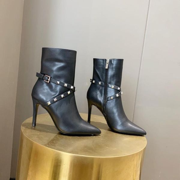 boots winter genuine leather mid-calf super high woman pointed toes thin heels rivet bota feminina, Black
boots winter genuine leather mid-calf super high woman pointed toes thin heels rivet bota feminina, Black