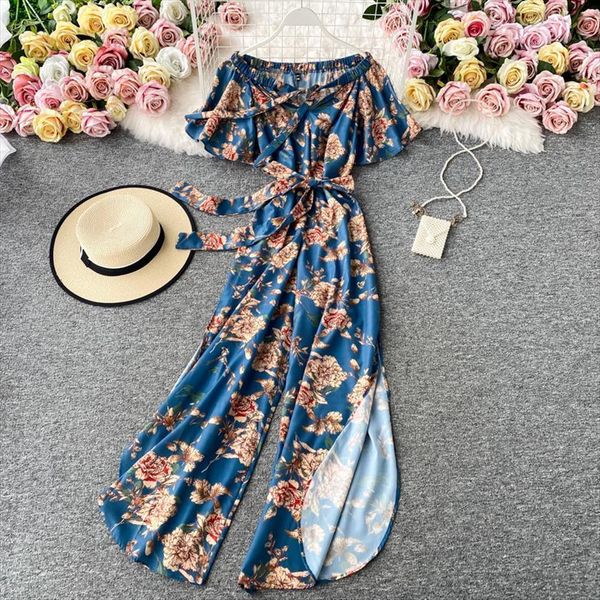 boho vintage floral print women jumpsuit off shoulder summer full length split bandage playsuit beach holiday romper, Black;white
boho vintage floral print women jumpsuit off shoulder summer full length split bandage playsuit beach holiday romper, Black;white