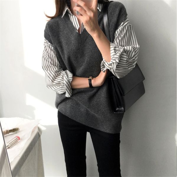 2021 new sleeveless sweater spring autumn women sweaters knitting joker knitted vest wool oversize girls pullover wr2z, Black;white
2021 new sleeveless sweater spring autumn women sweaters knitting joker knitted vest wool oversize girls pullover wr2z, Black;white