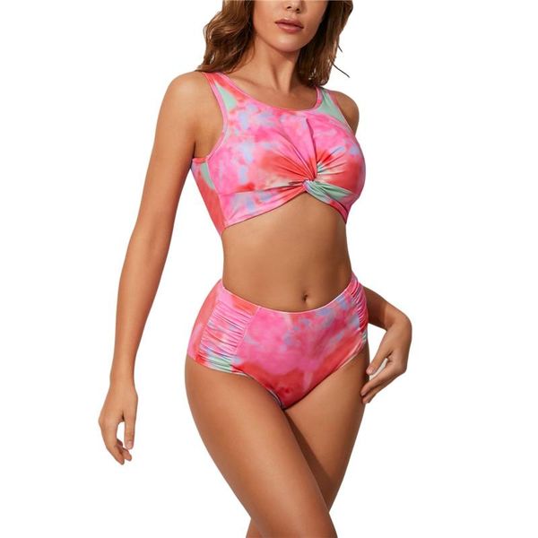 women's swimwear tie dye bikini set high waist ruched knot micro push up ladies beach wear separate, White;black
women's swimwear tie dye bikini set high waist ruched knot micro push up ladies beach wear separate, White;black