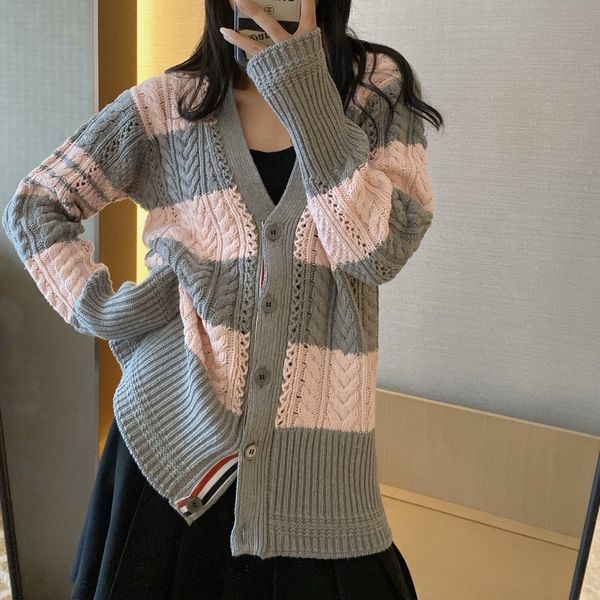 8839tb grey powder clip 100 college style women's long sleeved sweater hollow v-neck medium length cardigan, White;black
8839tb grey powder clip 100 college style women's long sleeved sweater hollow v-neck medium length cardigan, White;black