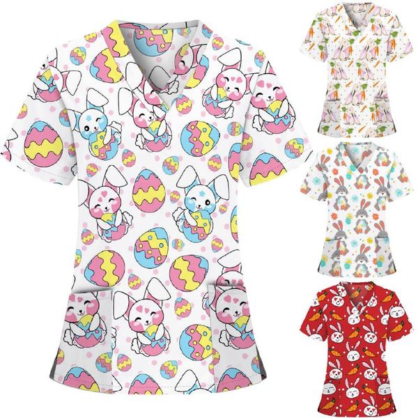 women's t-shirt women cute cartoon print nursing scrubs t shirt casual short sleeve uniforms v-neck clothes d6, White
women's t-shirt women cute cartoon print nursing scrubs t shirt casual short sleeve uniforms v-neck clothes d6, White