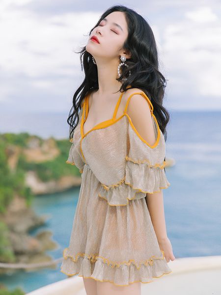 xi shiwei 19034 swimsuit fairy fan zha du xian thin three piece set spring, Red;black
xi shiwei 19034 swimsuit fairy fan zha du xian thin three piece set spring, Red;black