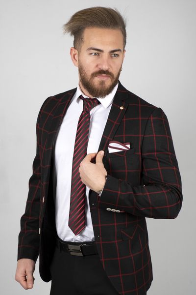 Square Pattern Blazer Jacket 2006077 9gzy, White;black