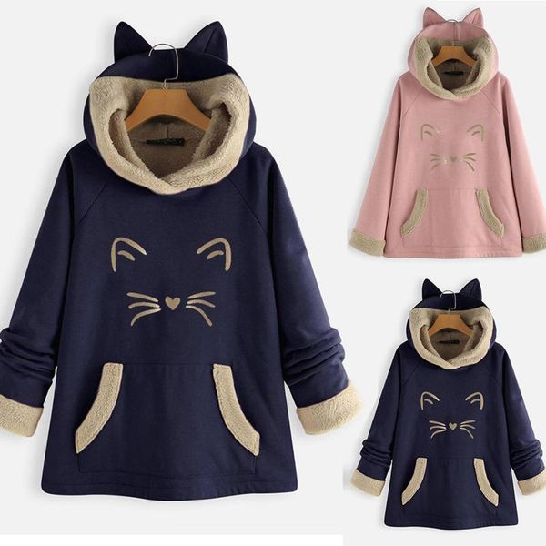 ears cat sweatshirts women ladies pocket hooded plus velvet long sleeve winter clothes lovely home sweatshirt women's hoodies &, Black
ears cat sweatshirts women ladies pocket hooded plus velvet long sleeve winter clothes lovely home sweatshirt women's hoodies &, Black