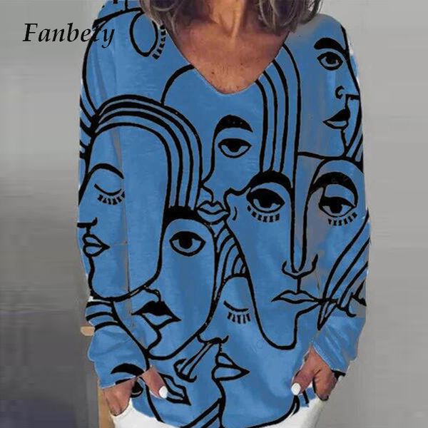 2021 new women vintage abstract face print blouse autumn v neck long sleeve pullover casual plus size female shirt blusa ixka, White;black
2021 new women vintage abstract face print blouse autumn v neck long sleeve pullover casual plus size female shirt blusa ixka, White;black