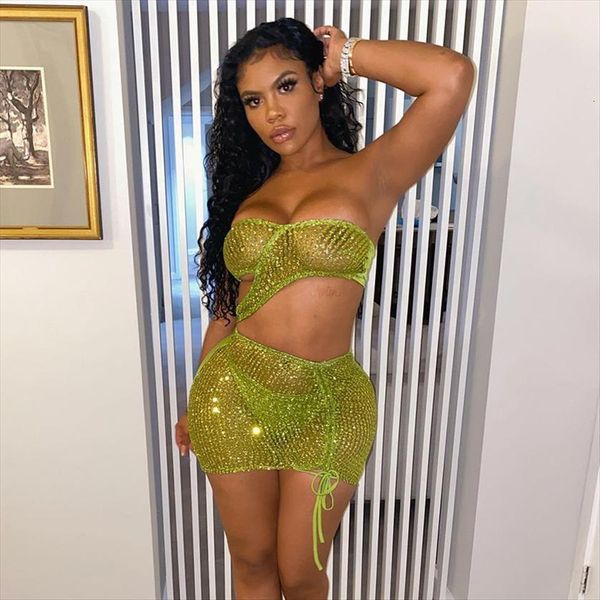 sheer mesh two womens tracksuits piece set strapless mini dress drawstring party night clubwear summer clothes for women, Gray
sheer mesh two womens tracksuits piece set strapless mini dress drawstring party night clubwear summer clothes for women, Gray