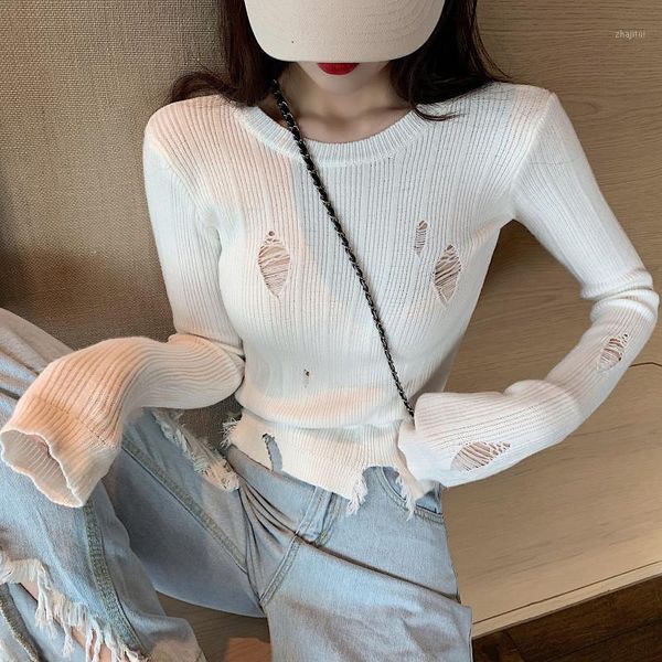 women's sweaters hole hollow out basic white crop pullovers casual korean style autumn clothes women fashion brand o-neck, White;black
women's sweaters hole hollow out basic white crop pullovers casual korean style autumn clothes women fashion brand o-neck, White;black