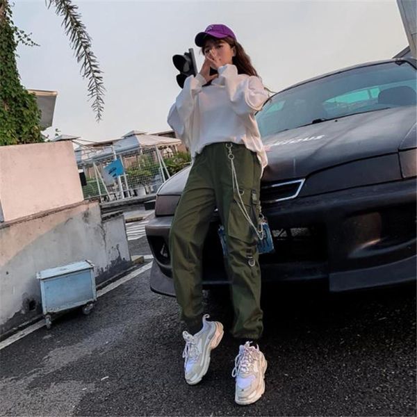 women's pants & capris cargo trousers solid punk loose long sports hiking streetwear with chain hip hop, Black;white
women's pants & capris cargo trousers solid punk loose long sports hiking streetwear with chain hip hop, Black;white