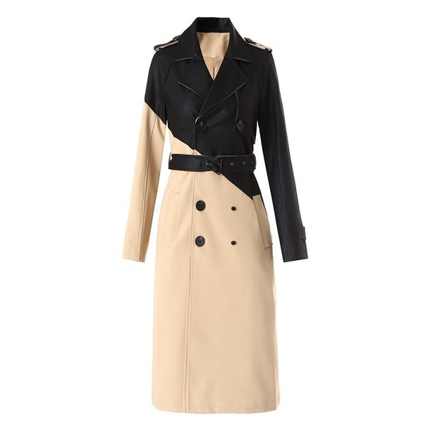 winter women elegant color patchwork casual trench coat long straight lady windbreak, Tan;black
winter women elegant color patchwork casual trench coat long straight lady windbreak, Tan;black