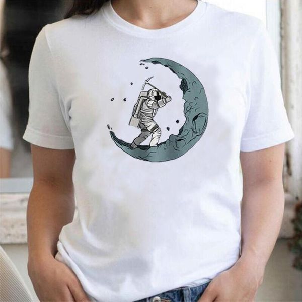 women's t-shirt summer casual shirt harajuku astronaut exploring the moon fashion t women short sleeve cotton tee femme, White
women's t-shirt summer casual shirt harajuku astronaut exploring the moon fashion t women short sleeve cotton tee femme, White