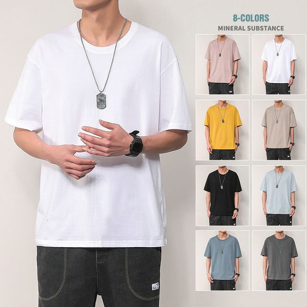 summer men's solid color short sleeve trend trendy brand cotton new t-shirt for men, White;black
summer men's solid color short sleeve trend trendy brand cotton new t-shirt for men, White;black