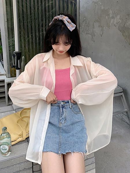 women's swimwear beach bikini white pearl sunscreen blouse 2021 summer thin look chiffon cover up women wear, White;black
women's swimwear beach bikini white pearl sunscreen blouse 2021 summer thin look chiffon cover up women wear, White;black