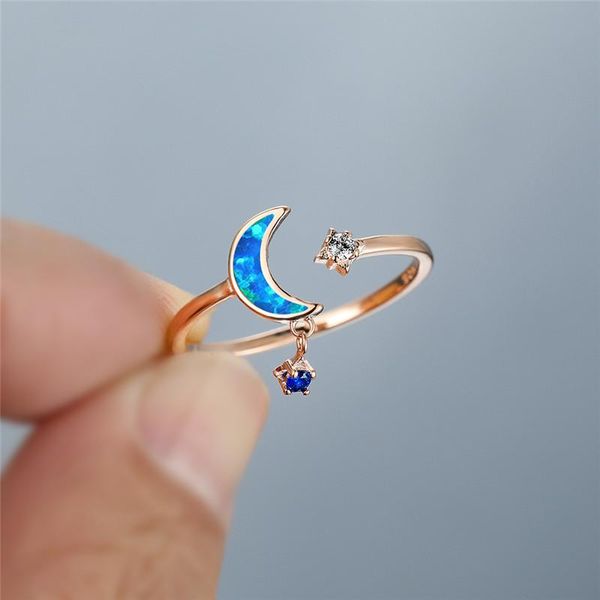 wedding rings white blue opal crystal stone engagement ring cute female star moon pendant vintage rose gold color opening for women, Slivery;golden
wedding rings white blue opal crystal stone engagement ring cute female star moon pendant vintage rose gold color opening for women, Slivery;golden