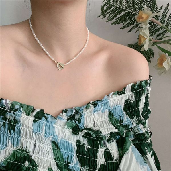hbp fashion handmade exquisite french shaped rice pearl necklace, Silver