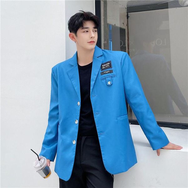 men's suits & blazers wear tide koean casual suit coat 2021 autumn fashion loose simple long sleeve slim for male, White;black 
men's suits & blazers wear tide koean casual suit coat 2021 autumn fashion loose simple long sleeve slim for male, White;black