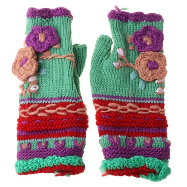 sports gloves women vintage multicolor knit fingerless crochet floral thumbhole mittens, Black
sports gloves women vintage multicolor knit fingerless crochet floral thumbhole mittens, Black