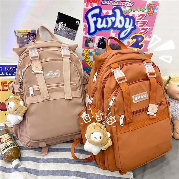 2021 fashion solid color women's backpack multi-layer nylon waterproof school bag for girls large capacity
2021 fashion solid color women's backpack multi-layer nylon waterproof school bag for girls large capacity