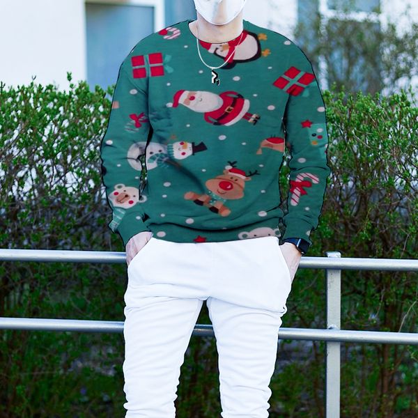 men's christmas 3d printing long sleeve hoodless sweater santa and bear pattern, White;black
men's christmas 3d printing long sleeve hoodless sweater santa and bear pattern, White;black