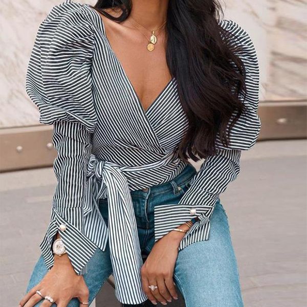 2021 new spring causal v neck striped women long sleeve irregular slim shirt female lace up office blouses lo1d, White
2021 new spring causal v neck striped women long sleeve irregular slim shirt female lace up office blouses lo1d, White