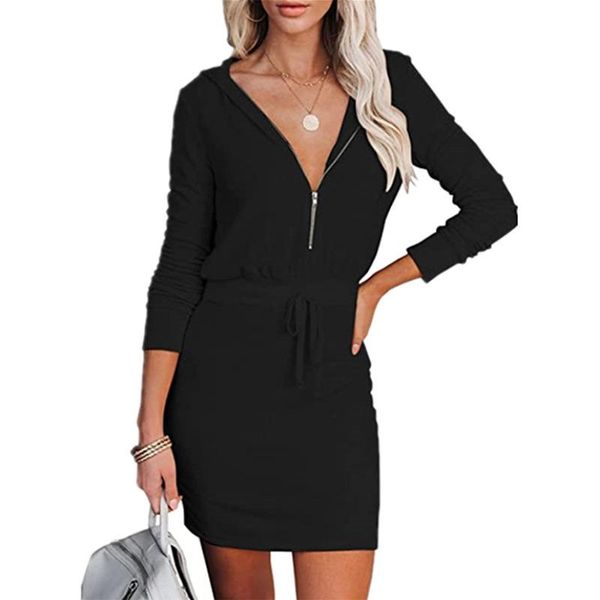 casual dresses women solid autumn bodycon mini dress v neck zipper hooded long sleeve lace up office lady slim black white tunic robe, Black;gray
casual dresses women solid autumn bodycon mini dress v neck zipper hooded long sleeve lace up office lady slim black white tunic robe, Black;gray