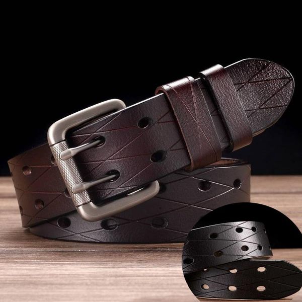 belts men's double pronged cowhide leather double-row hole universal hollow casual jeans personality, Black;brown
belts men's double pronged cowhide leather double-row hole universal hollow casual jeans personality, Black;brown