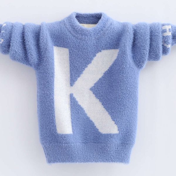 mink fleece pullover with plush and thickened children's knitted boys' winter warm sweater, White;black
mink fleece pullover with plush and thickened children's knitted boys' winter warm sweater, White;black