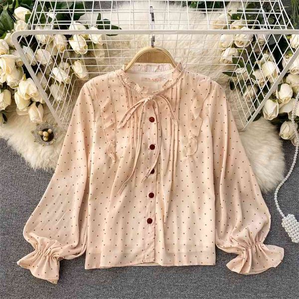 women fashion retro wave dot print round collar wood ear long sleeve loose sweet shirt elegant clothes blouse r188 210527, White
women fashion retro wave dot print round collar wood ear long sleeve loose sweet shirt elegant clothes blouse r188 210527, White