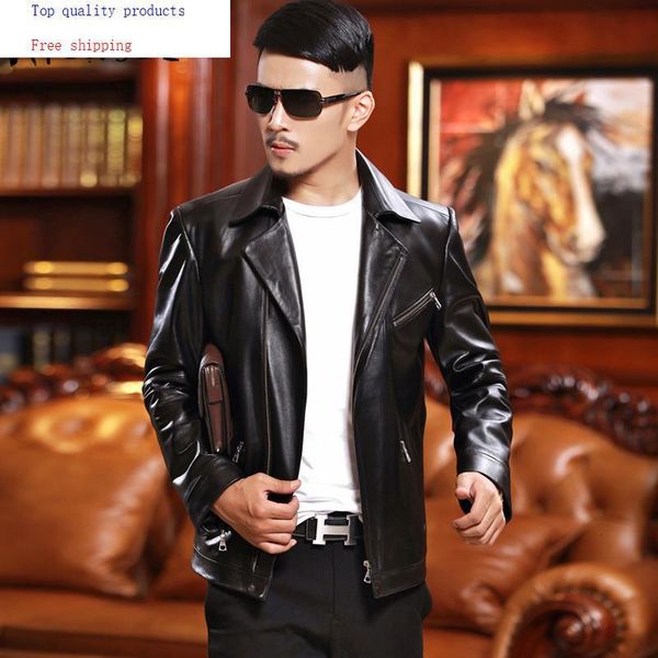 men's leather & faux men sheepskin coat spring autumn genuine jacket motorcycle jackets cuero genuino l14c661 yy267, Black
men's leather & faux men sheepskin coat spring autumn genuine jacket motorcycle jackets cuero genuino l14c661 yy267, Black