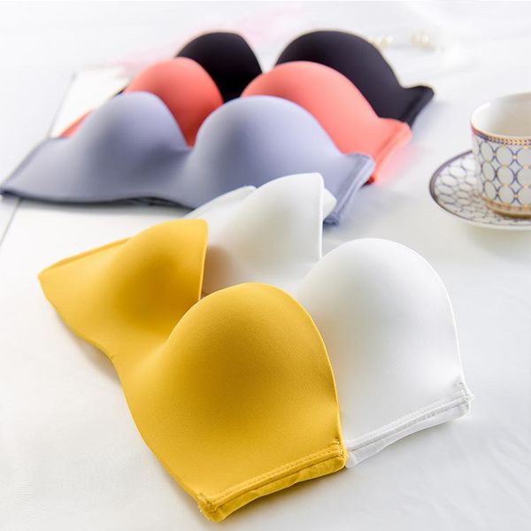 bras strapless bra without underwire push up solid color half cup thin mold bralette women underwear the om, Red;black
bras strapless bra without underwire push up solid color half cup thin mold bralette women underwear the om, Red;black