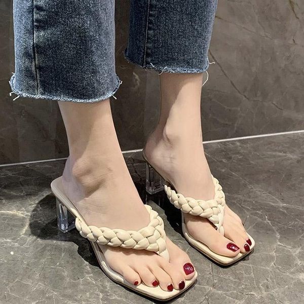 ladies fashion high heels sandals pu leather weave women square toe slippers flip flop women's casual shoes female 2021 summer, Black
ladies fashion high heels sandals pu leather weave women square toe slippers flip flop women's casual shoes female 2021 summer, Black