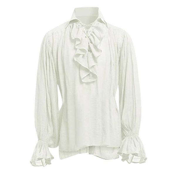 men's casual shirts white ruffles stand collar fluffy long sleeves bandage sleeve shirt gothic man blouse autumn mens, White;black
men's casual shirts white ruffles stand collar fluffy long sleeves bandage sleeve shirt gothic man blouse autumn mens, White;black