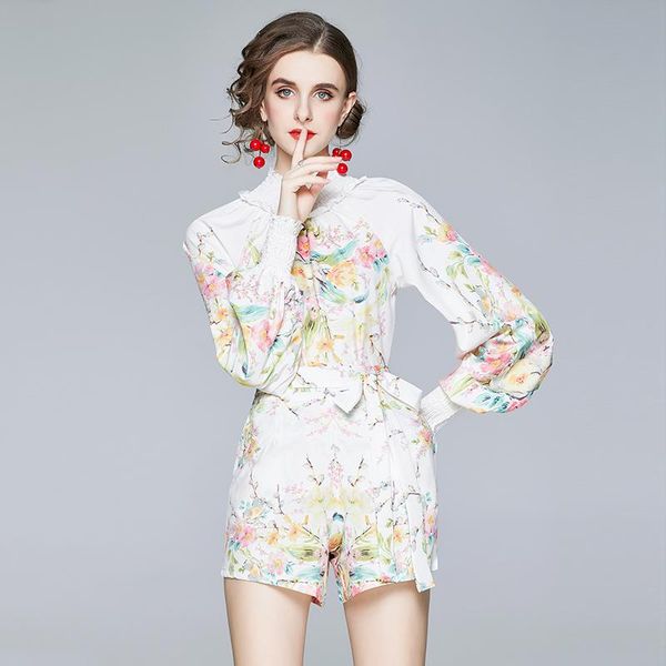 women's tracksuits 2021 spring fashion runway suit women elegant designer floral print ruffle shirt and shorts set 2 piece holiday part, Gray
women's tracksuits 2021 spring fashion runway suit women elegant designer floral print ruffle shirt and shorts set 2 piece holiday part, Gray