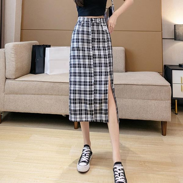 skirts summer vintage plaid skirt women high waist package hip pencilskirt fold effect front split, Black
skirts summer vintage plaid skirt women high waist package hip pencilskirt fold effect front split, Black