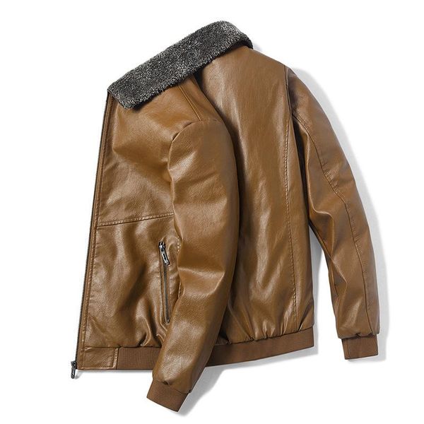 plush collar coats and jacket mens vintage bomber jacket thick fashion windbreak coat male clothing men's winter leather, Black
plush collar coats and jacket mens vintage bomber jacket thick fashion windbreak coat male clothing men's winter leather, Black