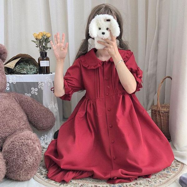 casual dresses japanese style sweet bow lace doll collar ruffles short sleeve cotton kawaii lolita dress mori girl cute women clothes, Black;gray
casual dresses japanese style sweet bow lace doll collar ruffles short sleeve cotton kawaii lolita dress mori girl cute women clothes, Black;gray