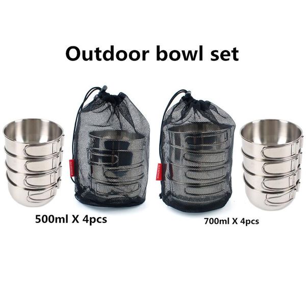 bowls 500ml/700ml outdoor stainless steel 304 bowl anti-ironing folding handle camping out for picnic portable mesh bag 4pcs
bowls 500ml/700ml outdoor stainless steel 304 bowl anti-ironing folding handle camping out for picnic portable mesh bag 4pcs