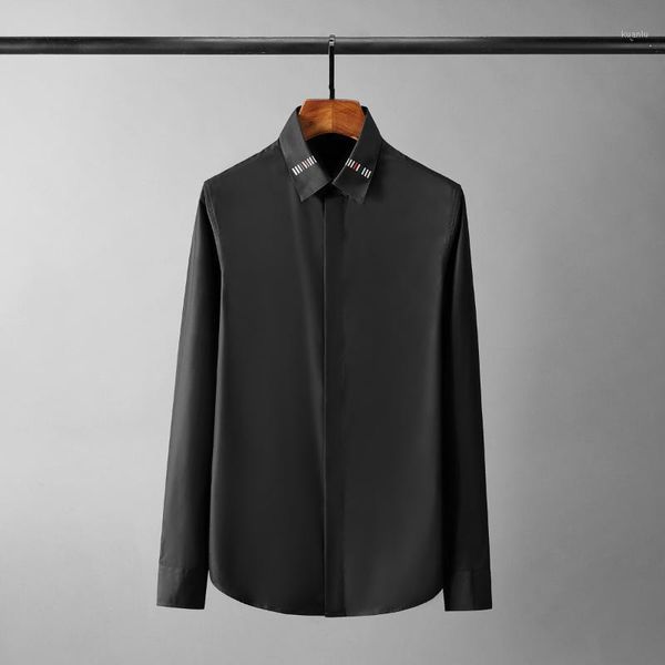 black cotton male shirts luxury embroidery collar long sleeve business casual slim fit party mens dress 3xl men's, White;black
black cotton male shirts luxury embroidery collar long sleeve business casual slim fit party mens dress 3xl men's, White;black