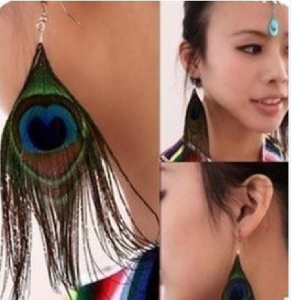 national style luxury peacock feather earrings color wild dangle fashion trend, Silver
national style luxury peacock feather earrings color wild dangle fashion trend, Silver