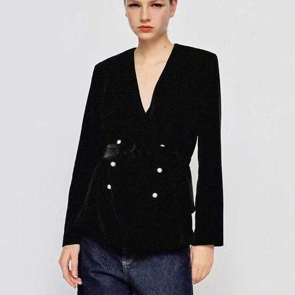 autumn winter women velvet blazers coat 2021 suits with belt solid long sleeve causal loose jackets elegant girls office outfits, White;black
autumn winter women velvet blazers coat 2021 suits with belt solid long sleeve causal loose jackets elegant girls office outfits, White;black